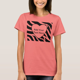 T-shirt Zebra Print Stripes Coeur blanc
