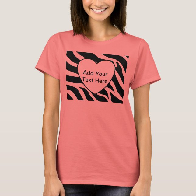 T-shirt Zebra Print Stripes Coeur blanc (Devant)