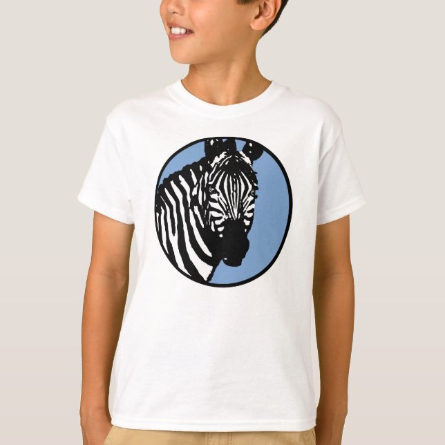 T-shirt zebra. slate blue circle. (Devant)