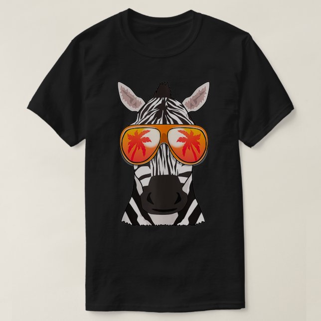 T-shirt Zebra Sunglasses Beach Summer Pool Party Zebra (Design devant)