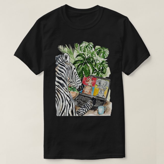 T-shirt Zebra sur zoom appel aquarelle (Design devant)