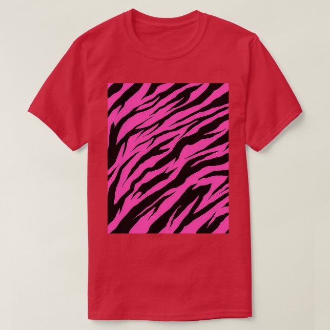 T-shirt Zebra Tiger Print Pink Graphic (Design devant)