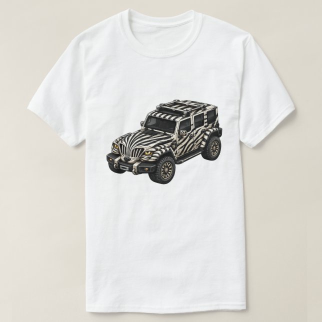 T-shirt Zebra White Adventure SUV — BV-JZW (Design devant)