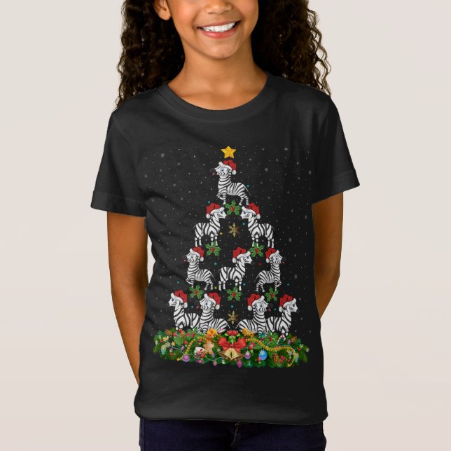 T-Shirt Zebra Xmas Tree Don Santa Hat Zebra Christmas (Devant)