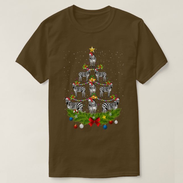 T-shirt Zebra Xmas Tree Don Santa Hat Zebra Christmas (Design devant)