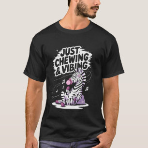 T-shirt Zèbre au Bubble-Gum Drôle Qui Mastique en Vibant