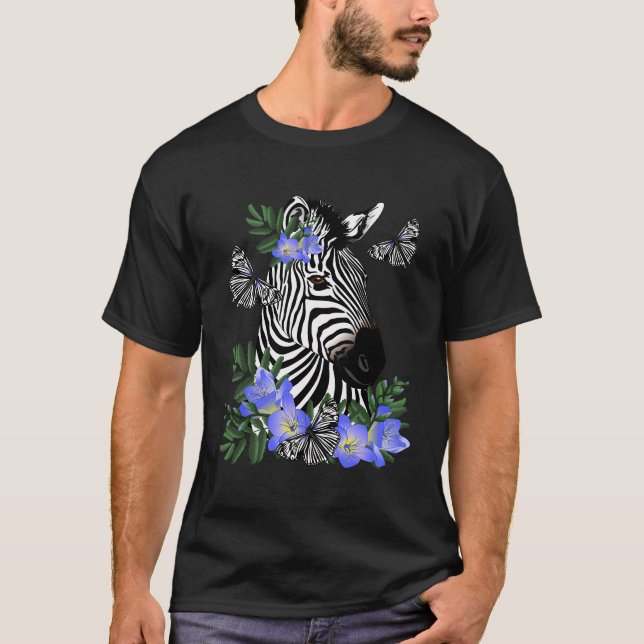 T-shirt Zèbre Avec Bleu Freesia (Devant)