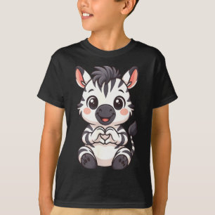 T-shirt Zèbre avec cœur femmes filles enfants cœur mignon