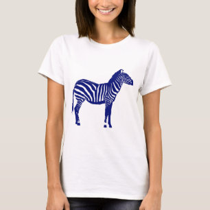T-shirt Zèbre - Cobalt foncé bleu et blanc