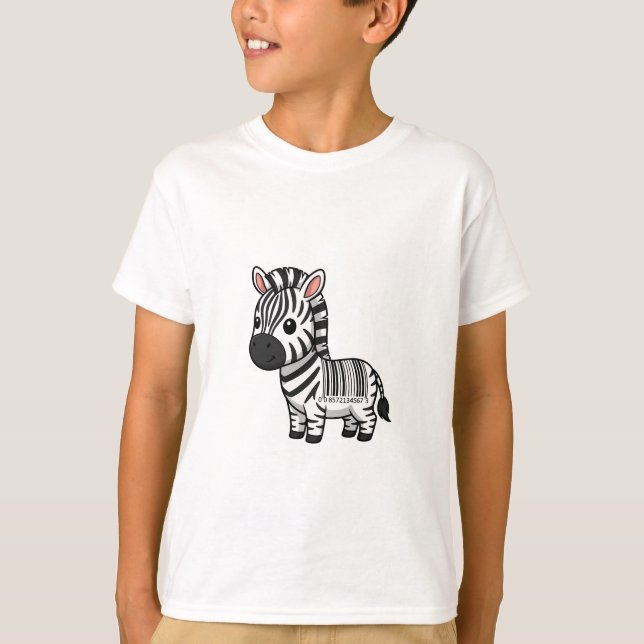 T-shirt Zèbre de dessin animé à rayures de code-barres Enf (Devant)