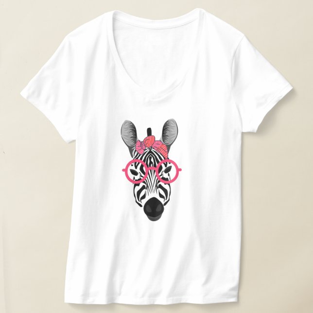 T-shirt Zèbre drôle avec lunettes de soleil rose (Poser)