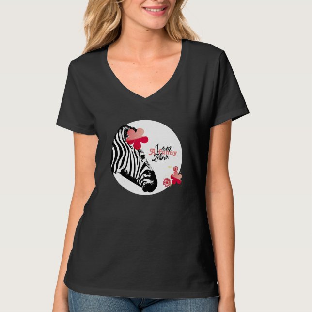 T-Shirt Zèbre Drôle et Fleurie (Devant)