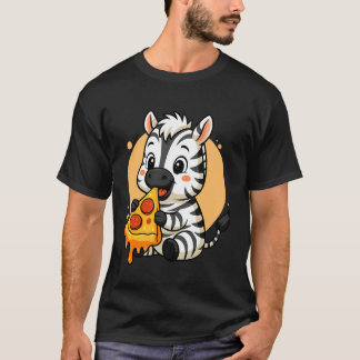 T-shirt Zèbre drôle mangeant une pizza Graphique Garçons F