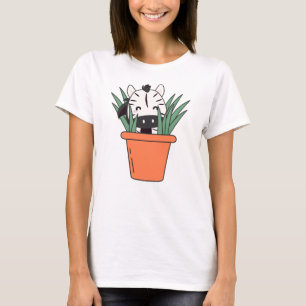 T-shirt Zèbre En Plante Fleur Pot Fleur Zèbres mignonnes