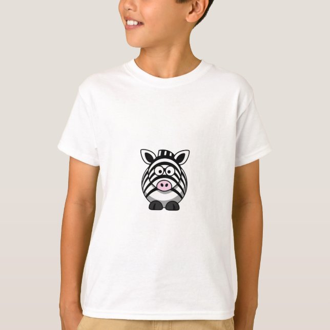 T-shirt Zèbre mignon Clipart de bande dessinée (Devant)