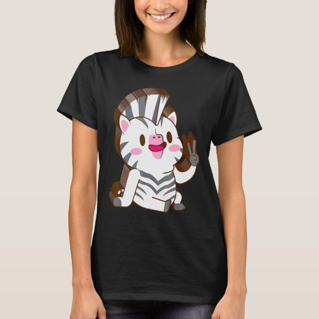 T-shirt Zèbre Multicouche Paix Relaxé Mignon Esthétique (Devant)
