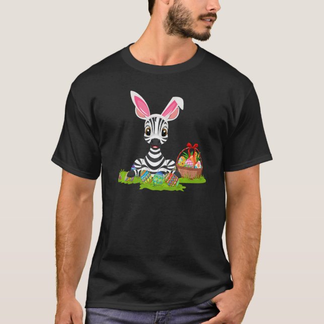 T-shirt Zèbre Pâques Chasse Oeufs Bunny Zèbre Pâques Diman (Devant)