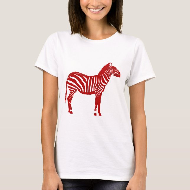 T-shirt Zèbre - Rouge profond et blanc (Devant)
