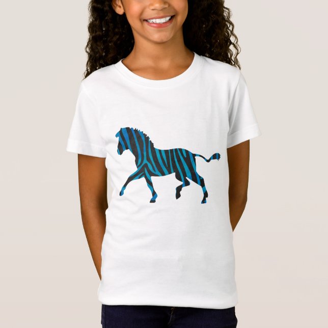 T-Shirt Zèbre Silhouette Noir et Bleu (Devant)