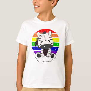 T-shirt Zèbre sur le nuage arc-en-ciel Animaux magiques