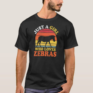 T-shirt Zèbre Vintage Juste Une Fille Qui Aime Les Zèbres