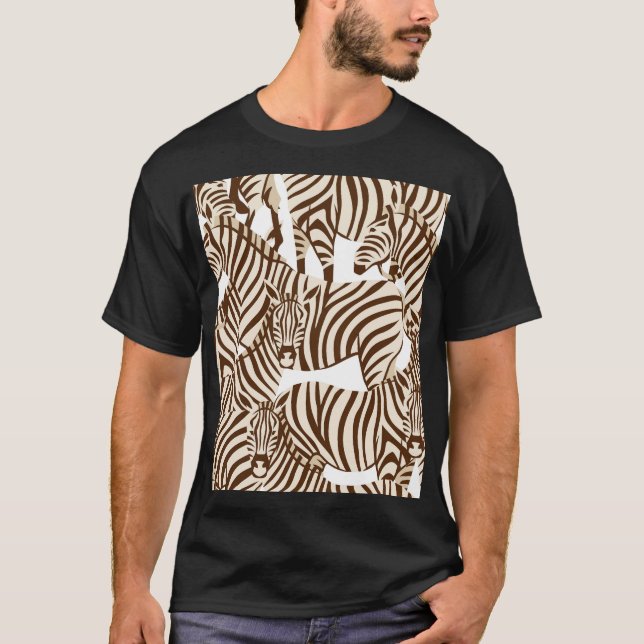 T-shirt Zèbres, savane sauvage, motif sans soudure (Devant)