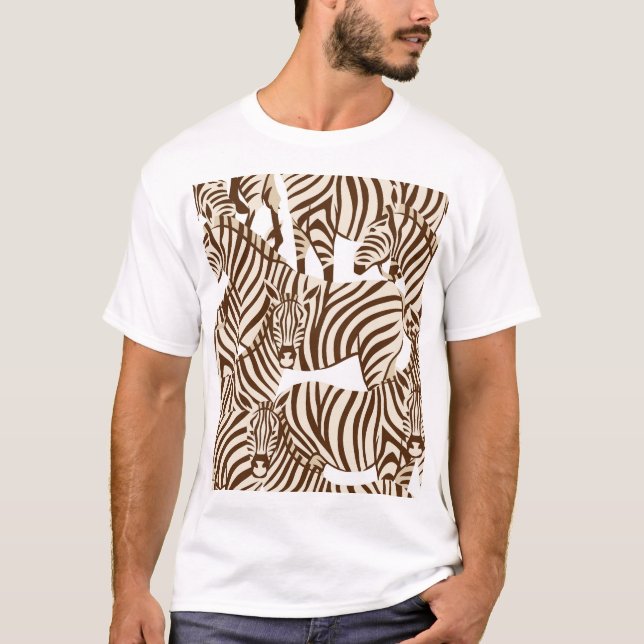 T-shirt Zèbres, savane sauvage, motif sans soudure (Devant)