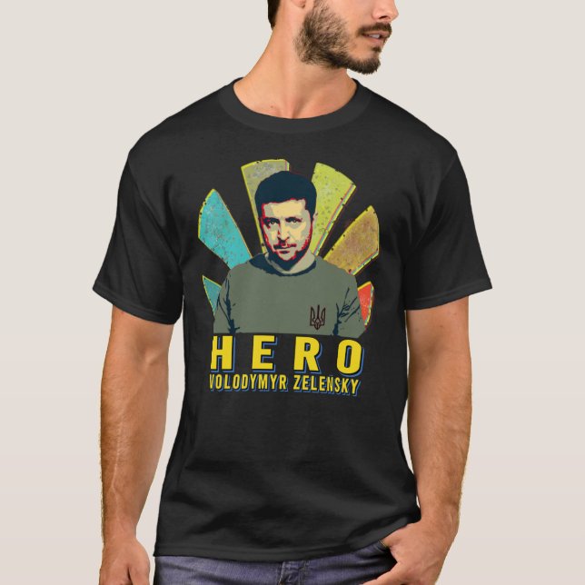 T-shirt Zelenski hero  volodymyr zelensky  sunset retro Cl (Devant)