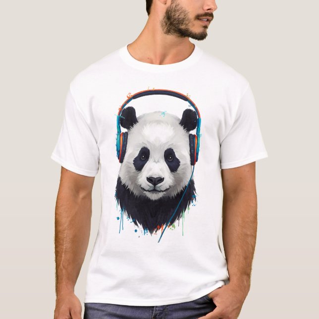 T-shirt Zen Beats – Panda Abstrait dans un Flux de Couleur (Devant)