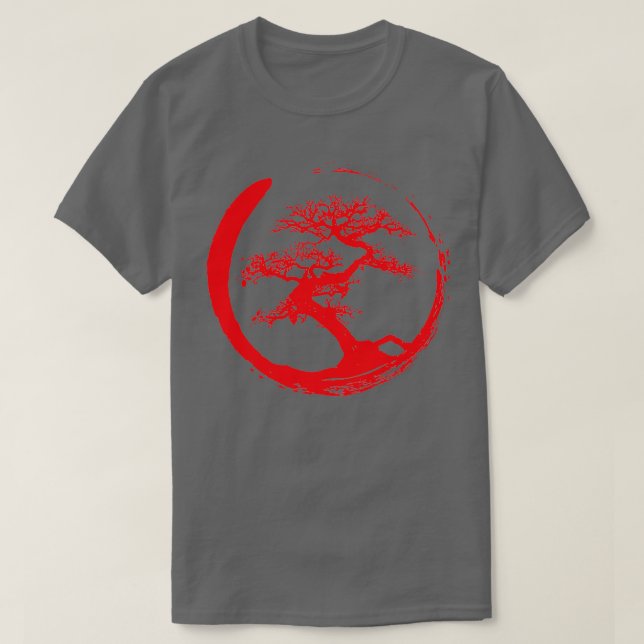T-shirt Zen Bonsai Tree en Enso Cercle rouge (Design devant)