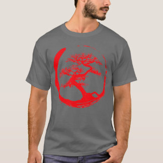 T-shirt Zen Bonsai Tree en Enso Cercle rouge