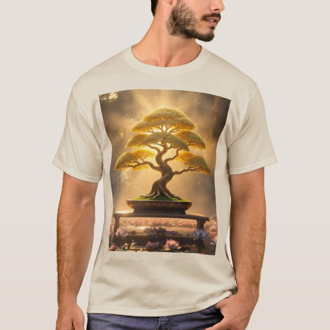 T-SHIRT ZEN BOUDDHISME - ARBRE BONSAÏ - (Devant)