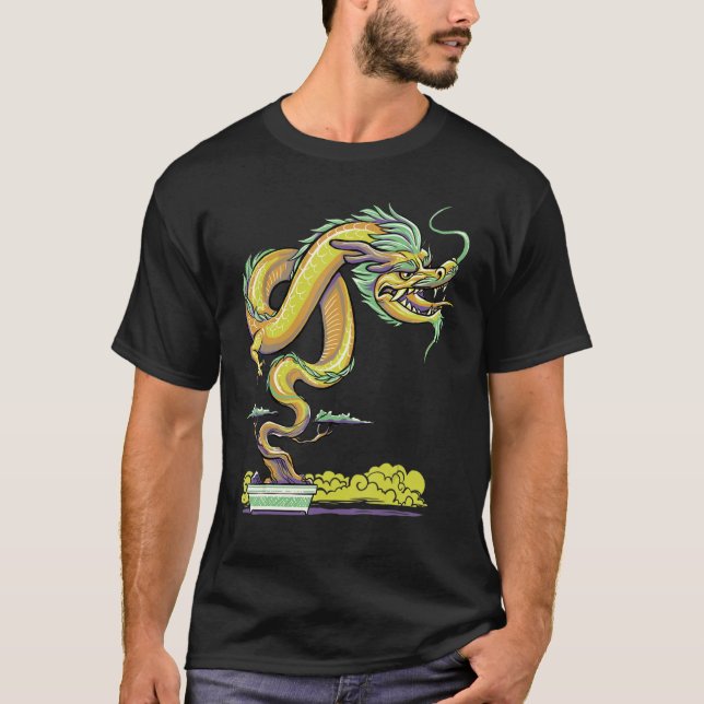 T-shirt Zen bouddhiste japonais esthétique Dragon Bonsai T (Devant)