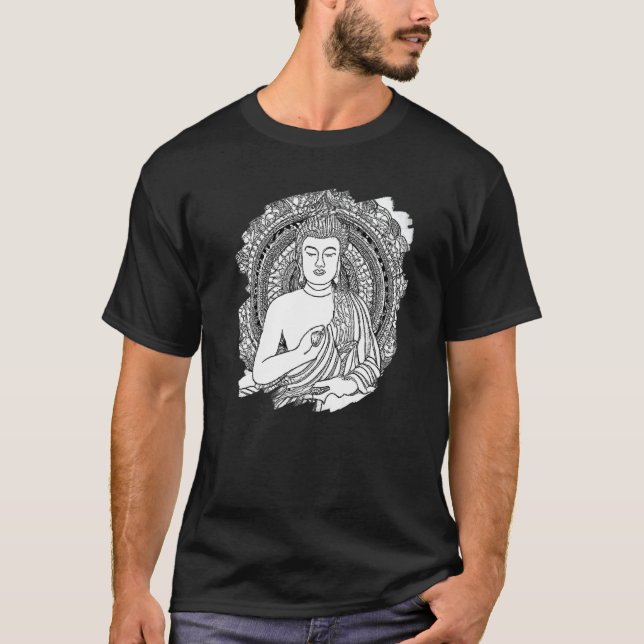 T-shirt Zen Buddha Mandala Spiritual Asian Style Meditatio (Devant)