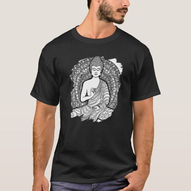 T-shirt Zen Buddha Mandala Spiritual Asian Style Meditatio (Devant)
