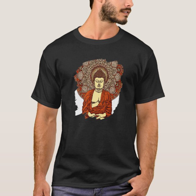 T-shirt Zen Buddha Mandala Spiritual Asian Style Meditatio (Devant)