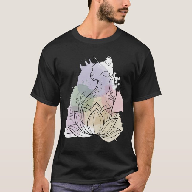 T-shirt Zen Lotus Cat (Devant)