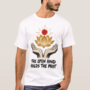 T-Shirt Zen Lotus Doré Mains Ouvertes
