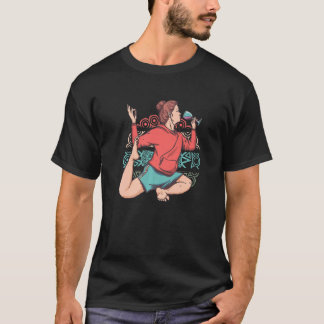 T-shirt Zen Meditation Yoga Eka Pada Rajakapotasana Wine O