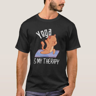 T-shirt Zen Meditation Yoga Is My Therapy Cat Omm