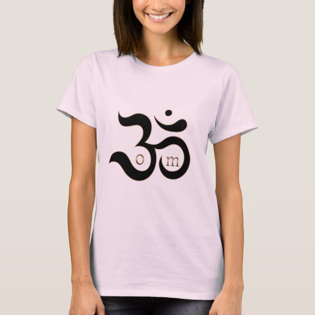 T-shirt Zen Om Aum symbole parties scintillant or chemise  (Devant)