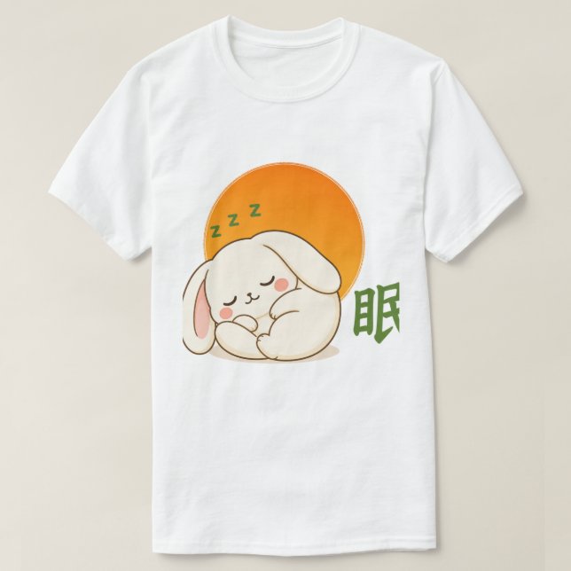 T-shirt Zen Sleeping Bunny – Kawaii Bunny Napping Japanese (Design devant)
