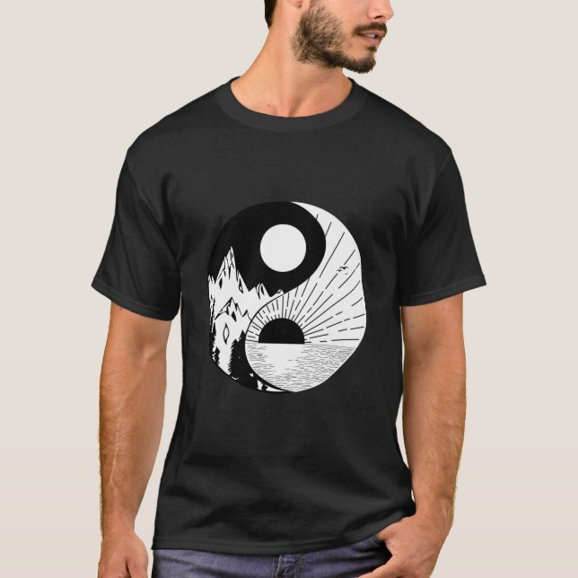 T-shirt Zen Yin Yang noir blanc (Devant)