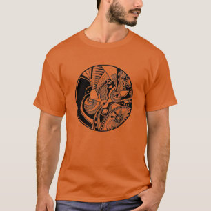 T-shirt Zendala abstrait noir et blanc sur le cercle