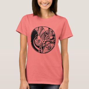 T-shirt Zendala Abstraite Noire Et Blanc Sur Le Cercle