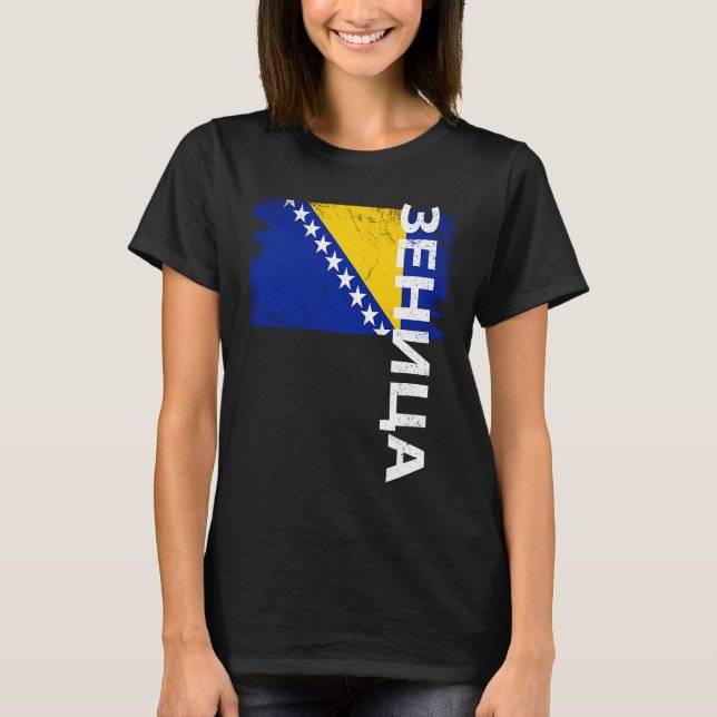 T-shirt Zenica Bosnia Flag For Bosnian Men Women Kids (Devant)