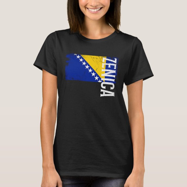 T-shirt Zenica Bosnia Flag For Bosnian Men Women Kids  1 (Devant)