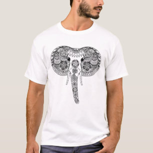 T-shirt Zentangle a inspiré l'éléphant d'Asie