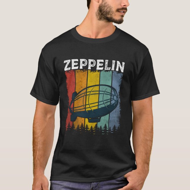 T-shirt Zeppelin Rétro 70s 80s Classique Dirigeable Hommes (Devant)
