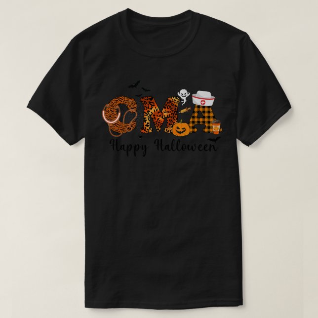 T-shirt zERl Leopard CMA Nurse Happy Halloween Vibes Pumpk (Design devant)